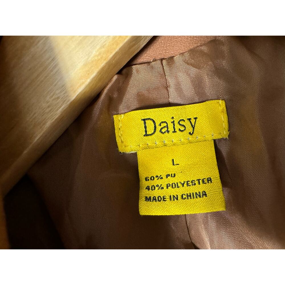 Daisy Faux Leather Camel Brown Blazer Large - Picture 4 of 4